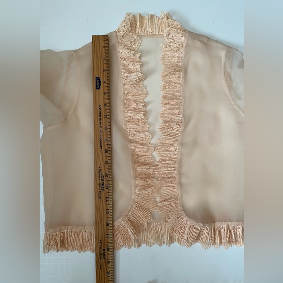 Vintage handmade sleeve lace ruffle detail mesh top bohemia, Victorian - Picture 3 of 12